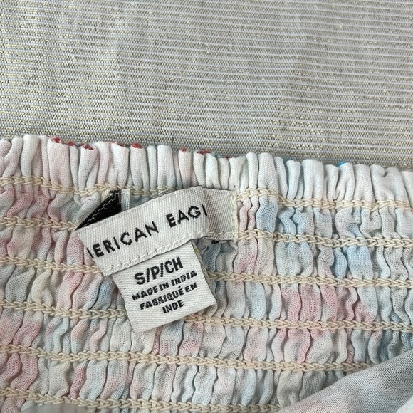 American Eagle Floral Cinch Front Cropped Halter Tank Top Pastel Y2K Smock S - Picture 5 of 11